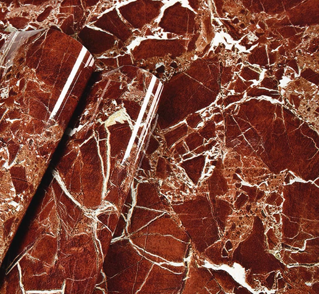 Amhao Marble Self Adhesive Paper 15.7inch x79inch Granite Look Effect Gloss Vinyl Film Wallpaper Kitchen Countertop