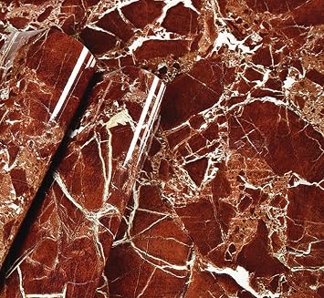 Amhao Marble Self Adhesive Paper 15.7inch x79inch Granite Look Effect Gloss Vinyl Film Wallpaper Kitchen Countertop