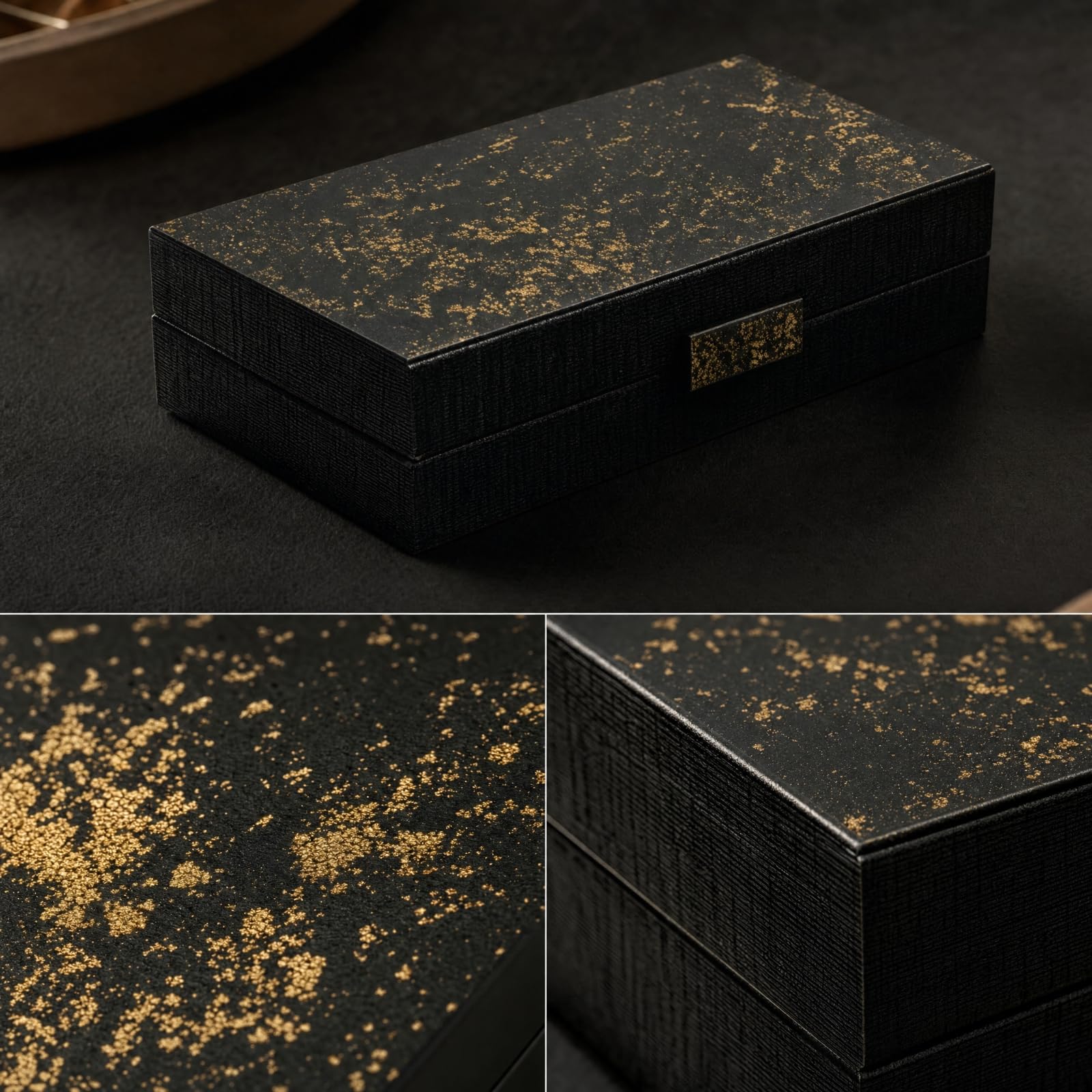 Caja Madera con Tapa Decorativo Caja Decorativa con Tapa Compacto Joyero para Tocador, Serie Dorada - Madera Tibetana · Caja Decorativa Octogonal