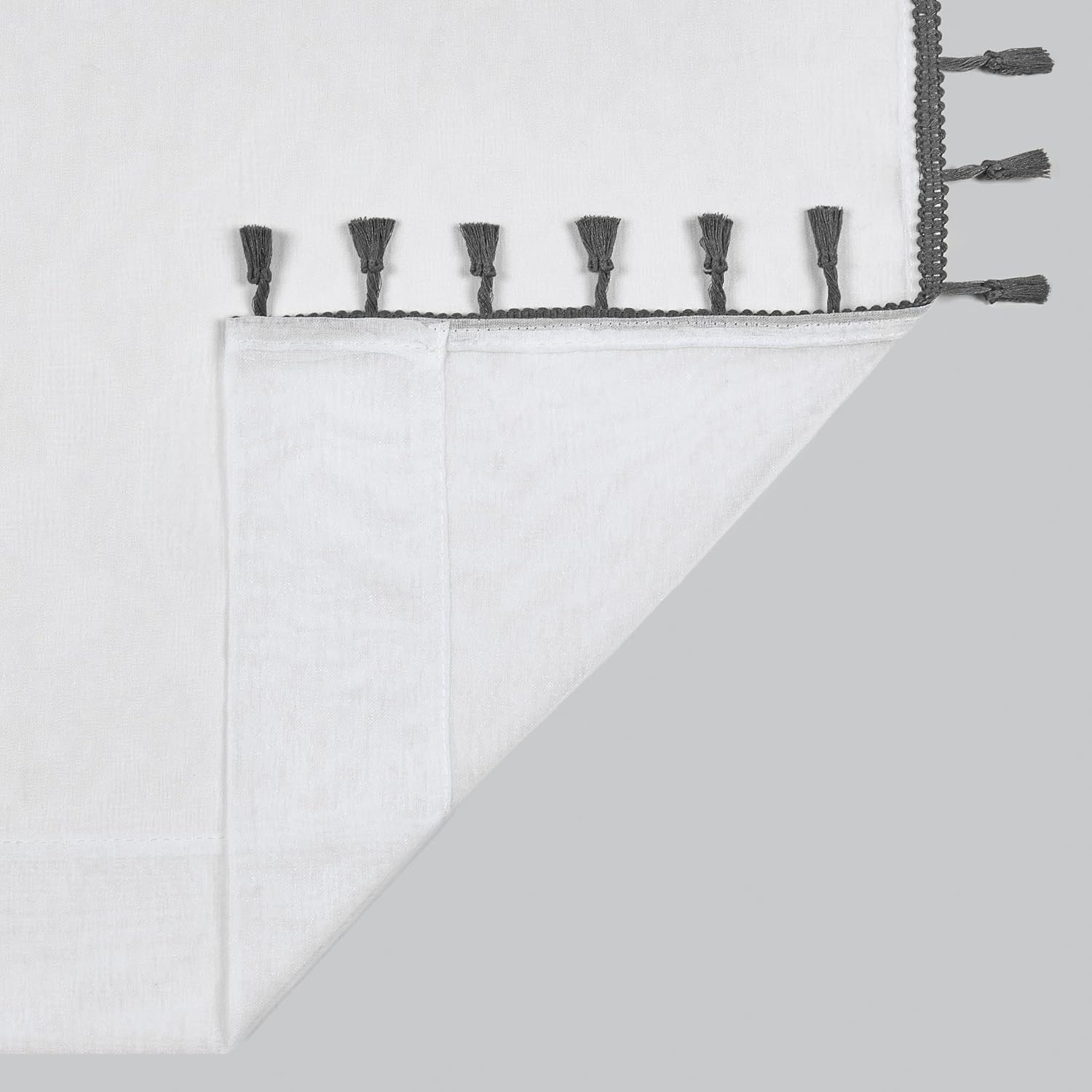 TOWN & COUNTRY BASICS Sohome Mila Sheer Solid Linen Texture Curtains/Panels, Tassels, Lightweight Rod Pocket, 2-Pack Set, 54"x96", Dark Grey