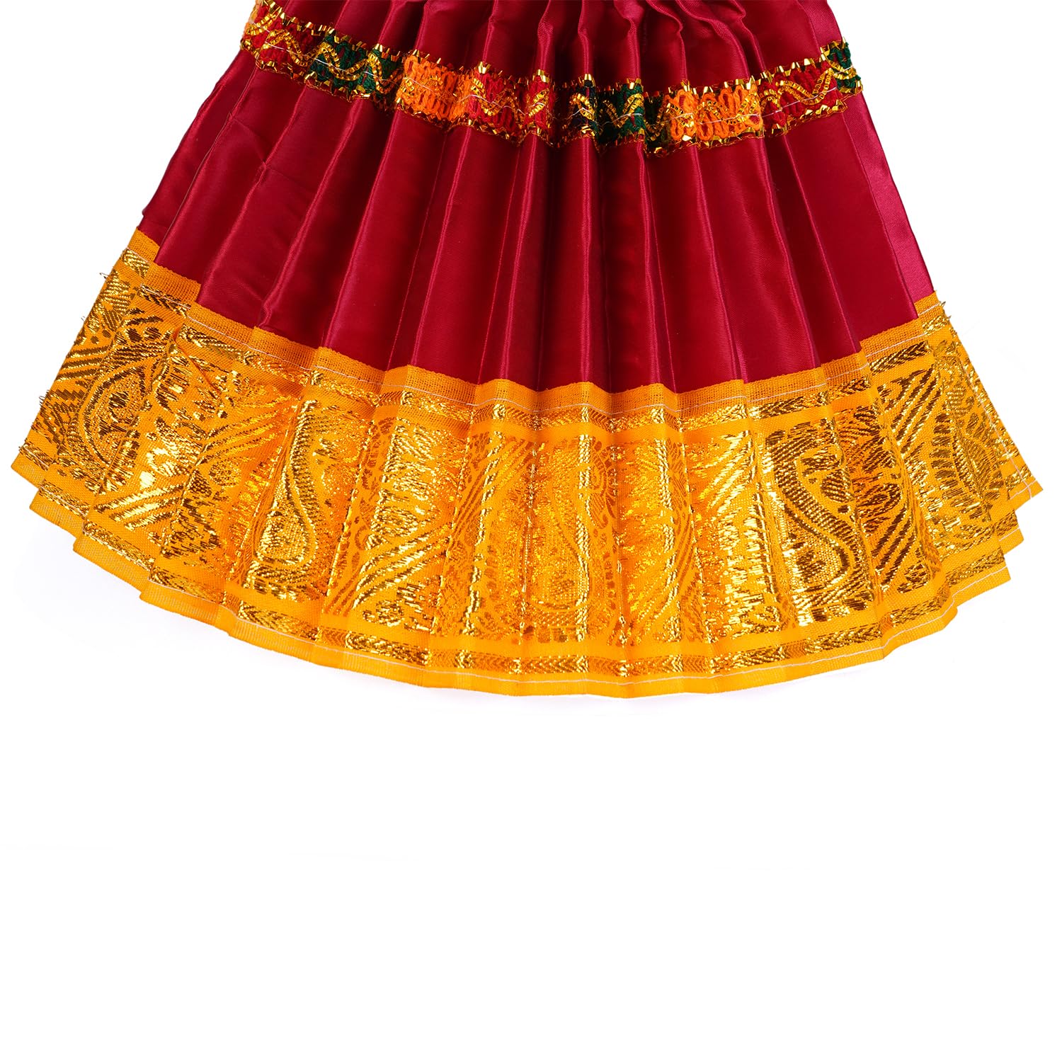 Traditional God Idol Dress Set| Premium Silk Look Poshak Vasthram for Amman, Shiva, Krishna, Ganesh Ji & Temple Idol Decoration | Pooja Alankaram Dress (MAROON, SMALL(1 FEET IDOL))-image-15