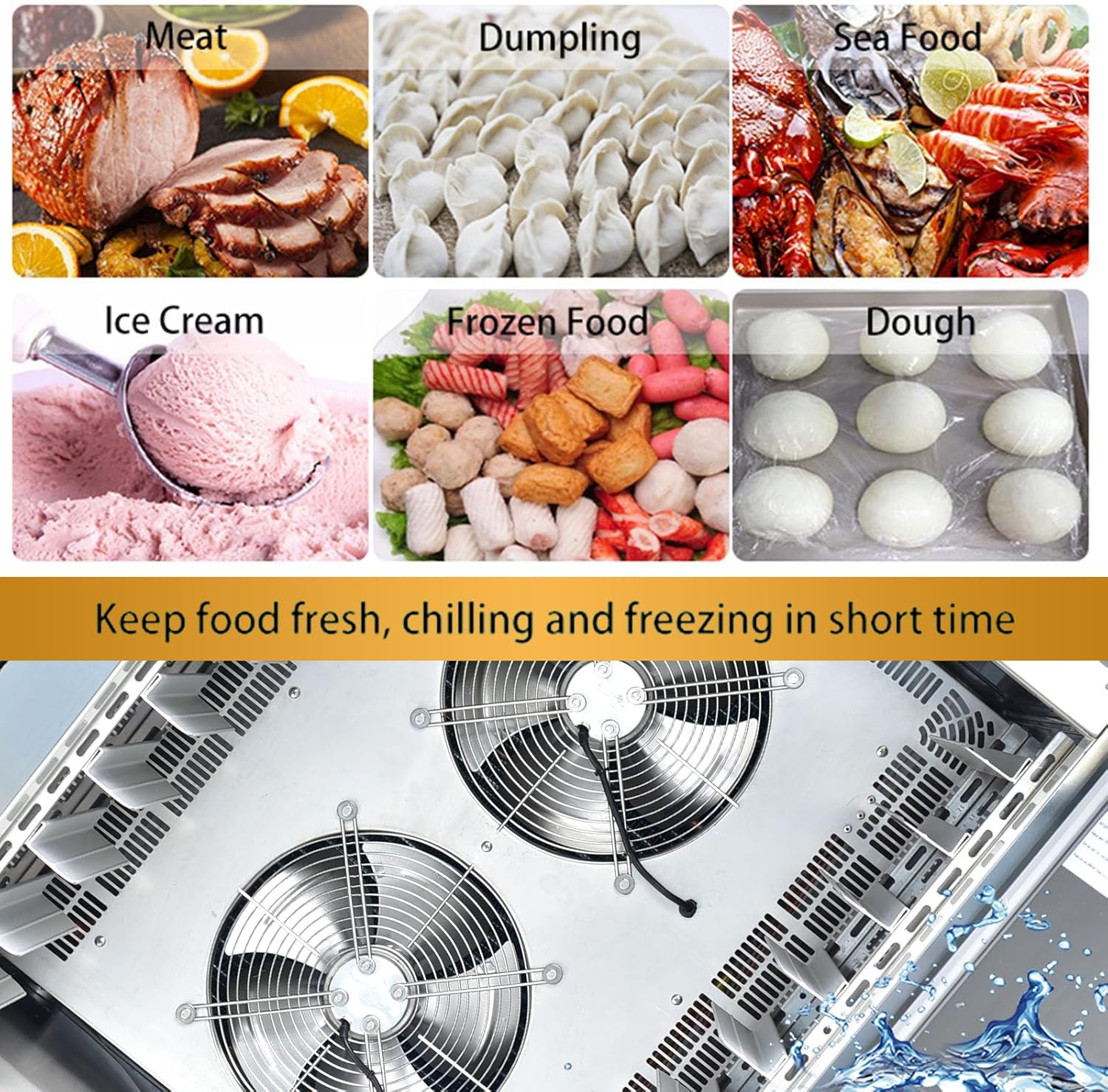 Kolice Commercial Heavy Duty 15 Trays Blast Chille,Chest Freezer,Shock Freezer- Food Probe,-40°F to +37.4°F for Preserving Hard Ice Cream, Dough,Sea Food,Chicken,Dumpling,Beef,Dessert,etc