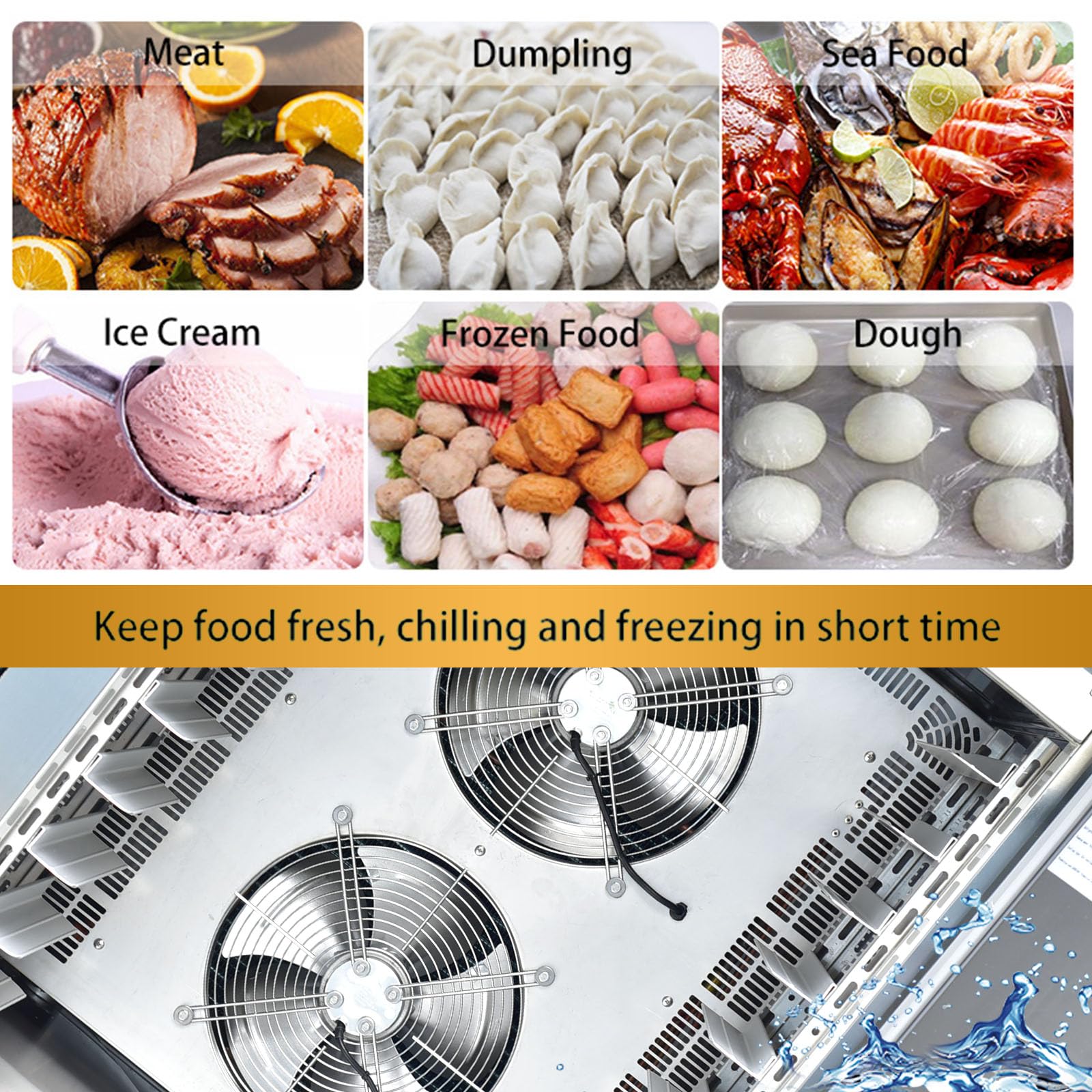 Kolice Commercial Heavy Duty 15 Trays Blast Chille,Chest Freezer,Shock Freezer- Food Probe,-40°F To +37.4°F For Preserving Hard Ice Cream, Dough,Sea Food,Chicken,Dumpling,Beef,Dessert,Etc on Fridge.com - View 6