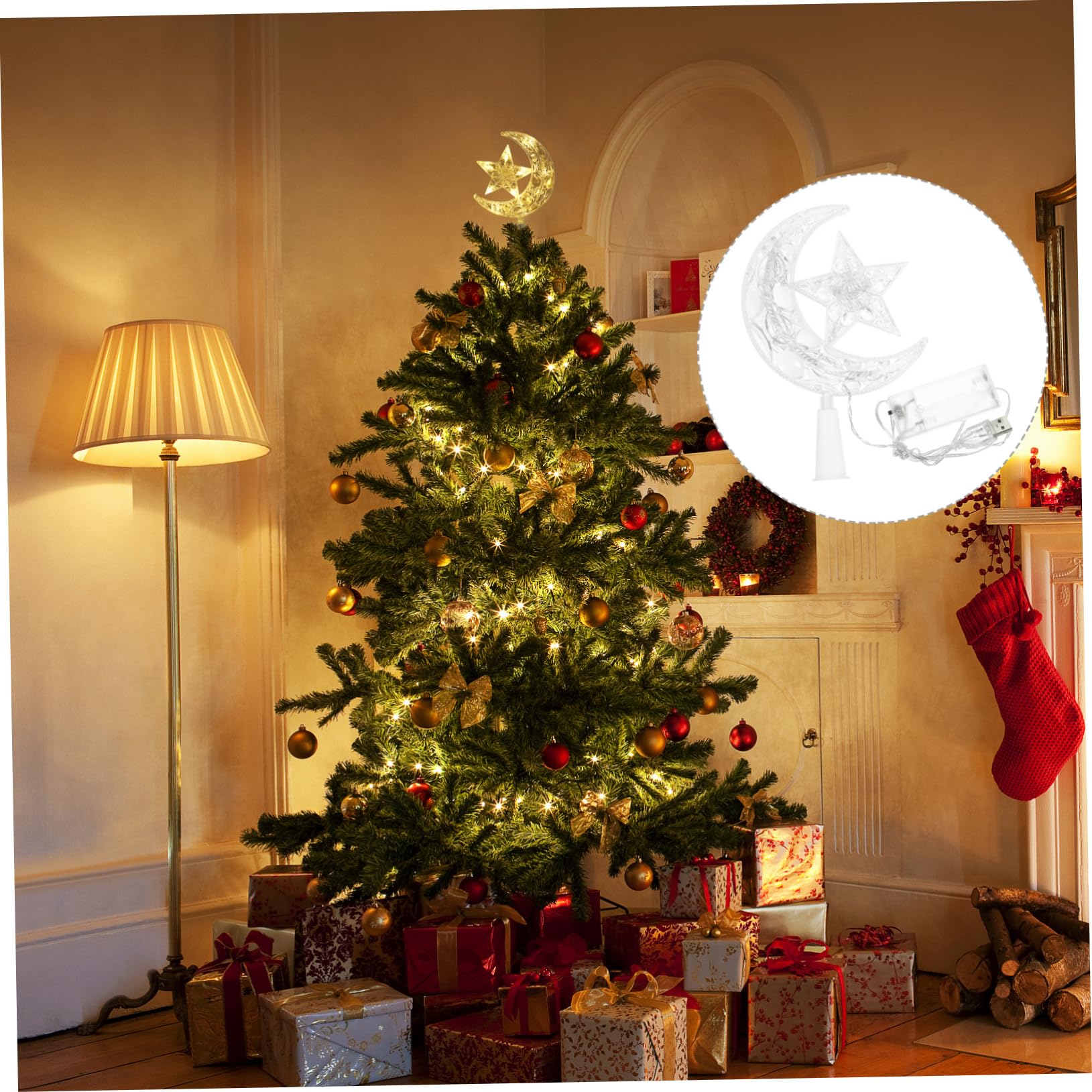 Amazon.co.jp: BUGUUYO 星、月、クリスマスツリートップスター、五芒星