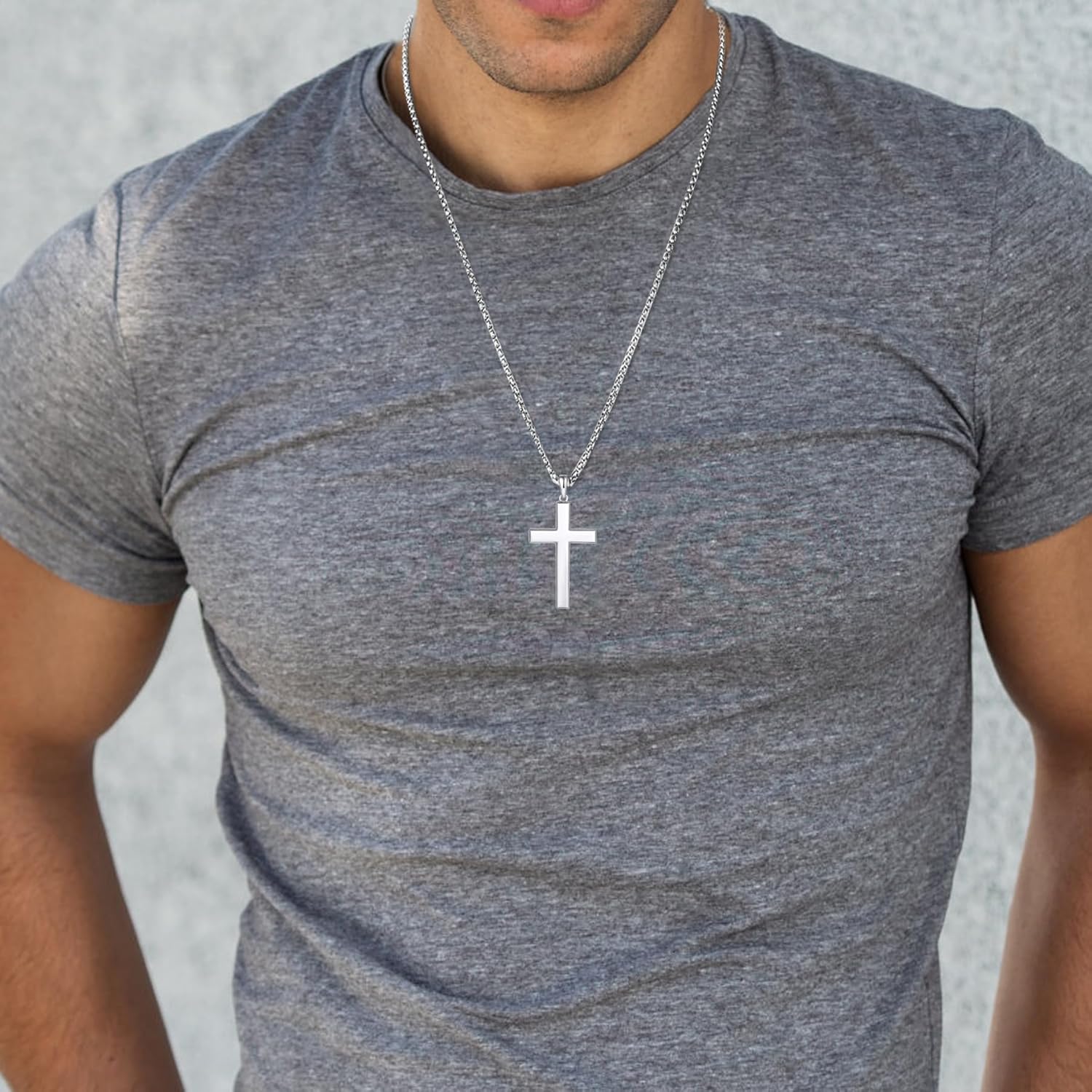 YL Cross Necklace for Men Sterling Silver Plain Cross Pendant Necklace Simple Jewelry for Women(1.18"-1.57") - Image 2