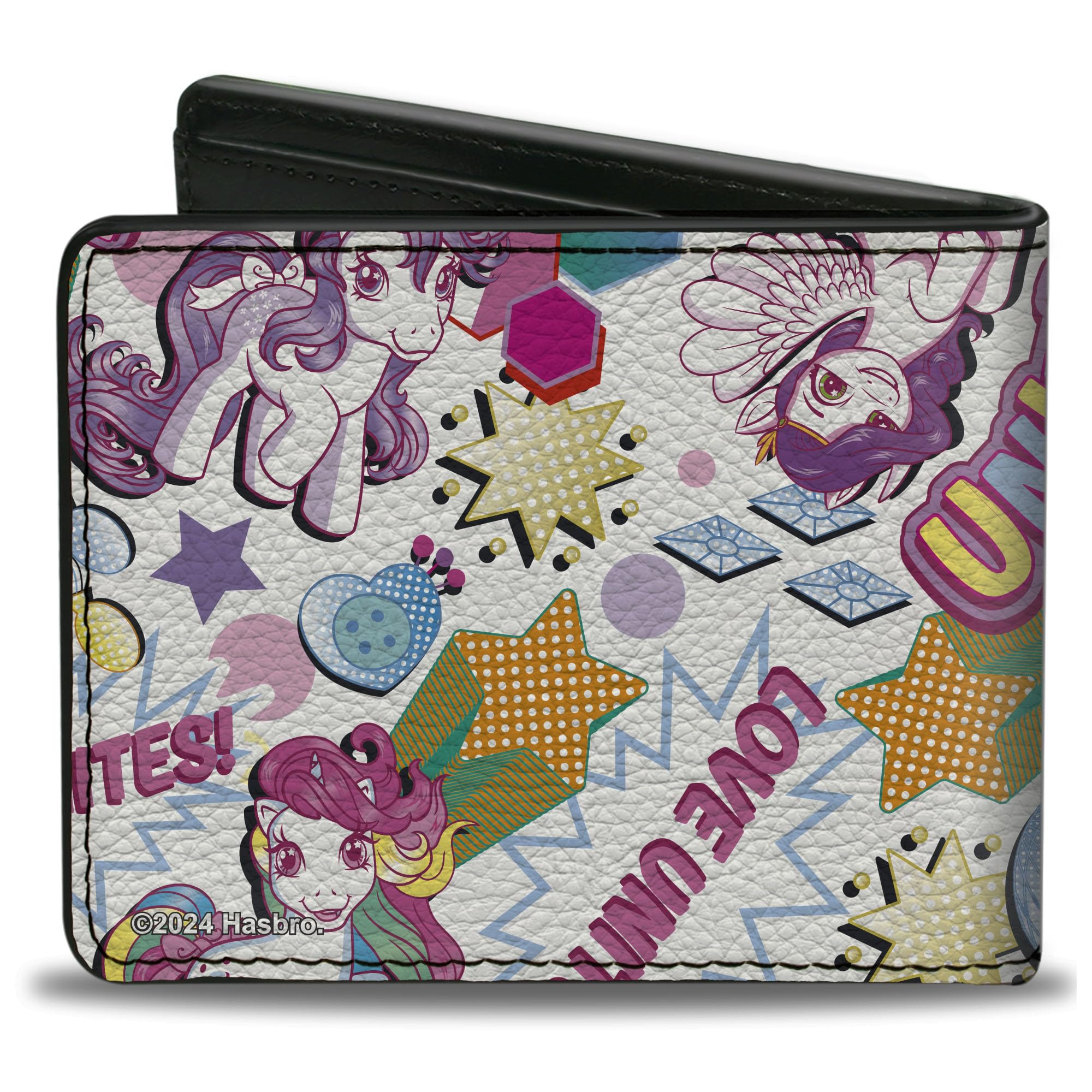 Buckle-Down Hasbro Wallet, Bifold, My Little Pony Love Everypony Ponies and Icons Multi Color, Vegan Leather