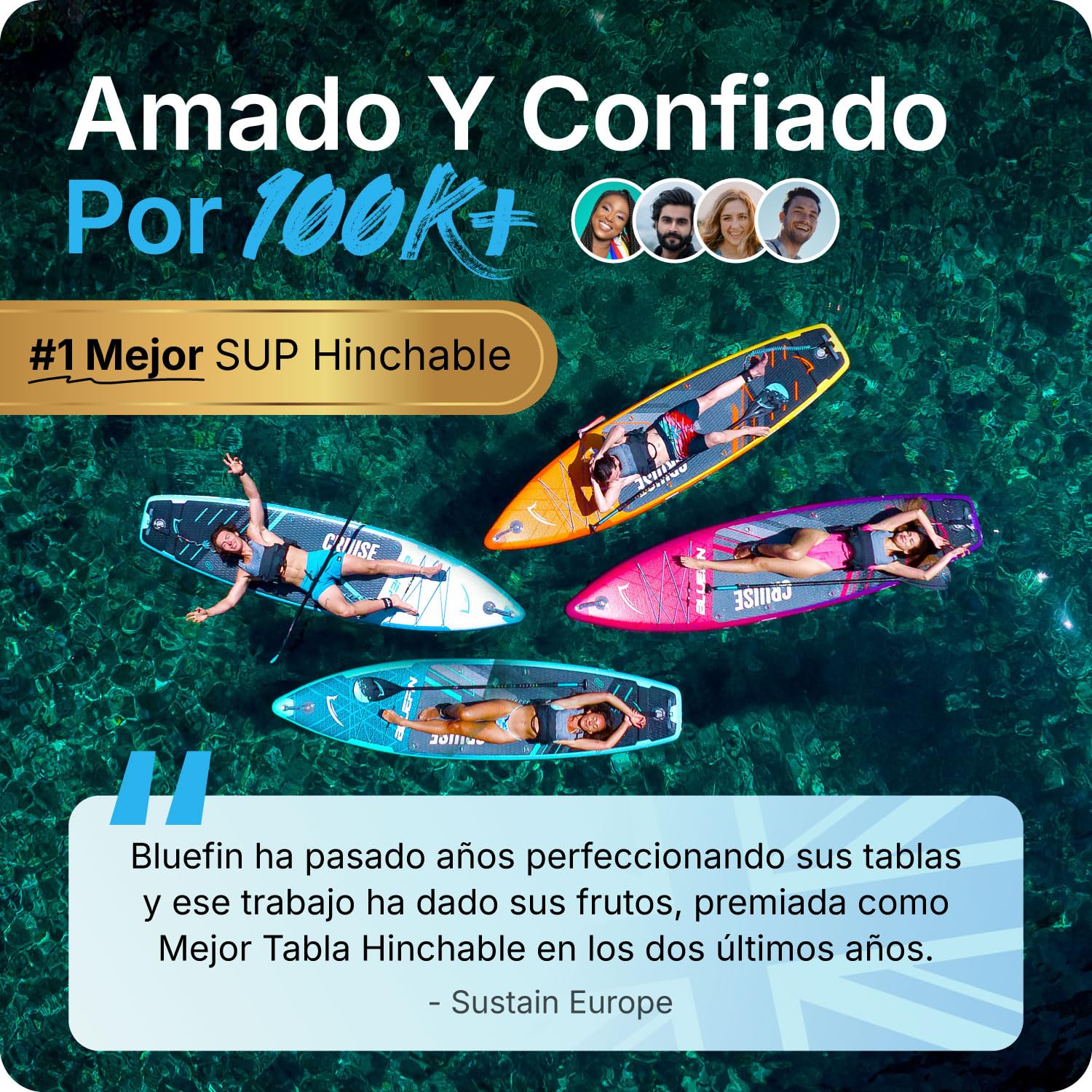 Bluefin Cruise 10'8 - Tabla de Paddle Hinchable | Paquete y Accesorios Premium Sup | Almohadilla Antideslizante y Ligera | Tabla de Remo de Surf Todoterreno de 6 Pulgadas de Grosor | Tabla de pie