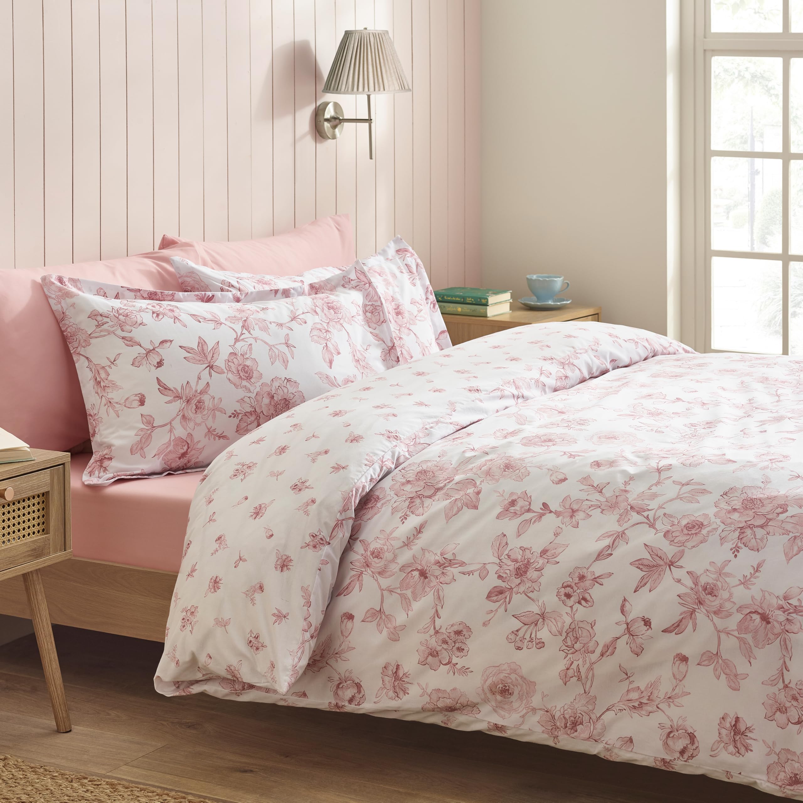 Catherine Lansfield  Pink Mirabelle Duvet Cover Set in Size Superking, Sports Direct