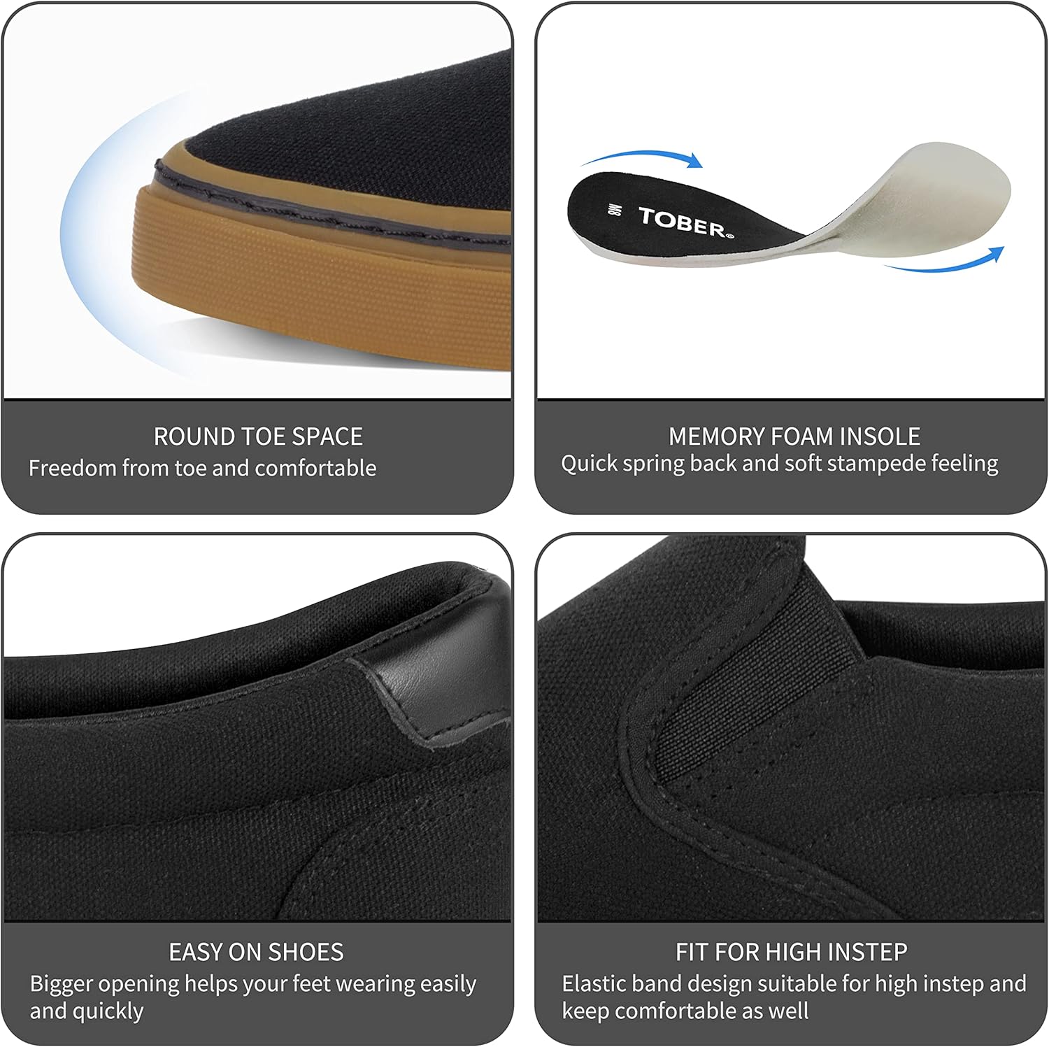 Men's Black Classic Low Top Shoes Canvas Fashion Sneaker with Soft Insole Causal Dress Shoes for Men Comfortable Walking Shoes - Image 6