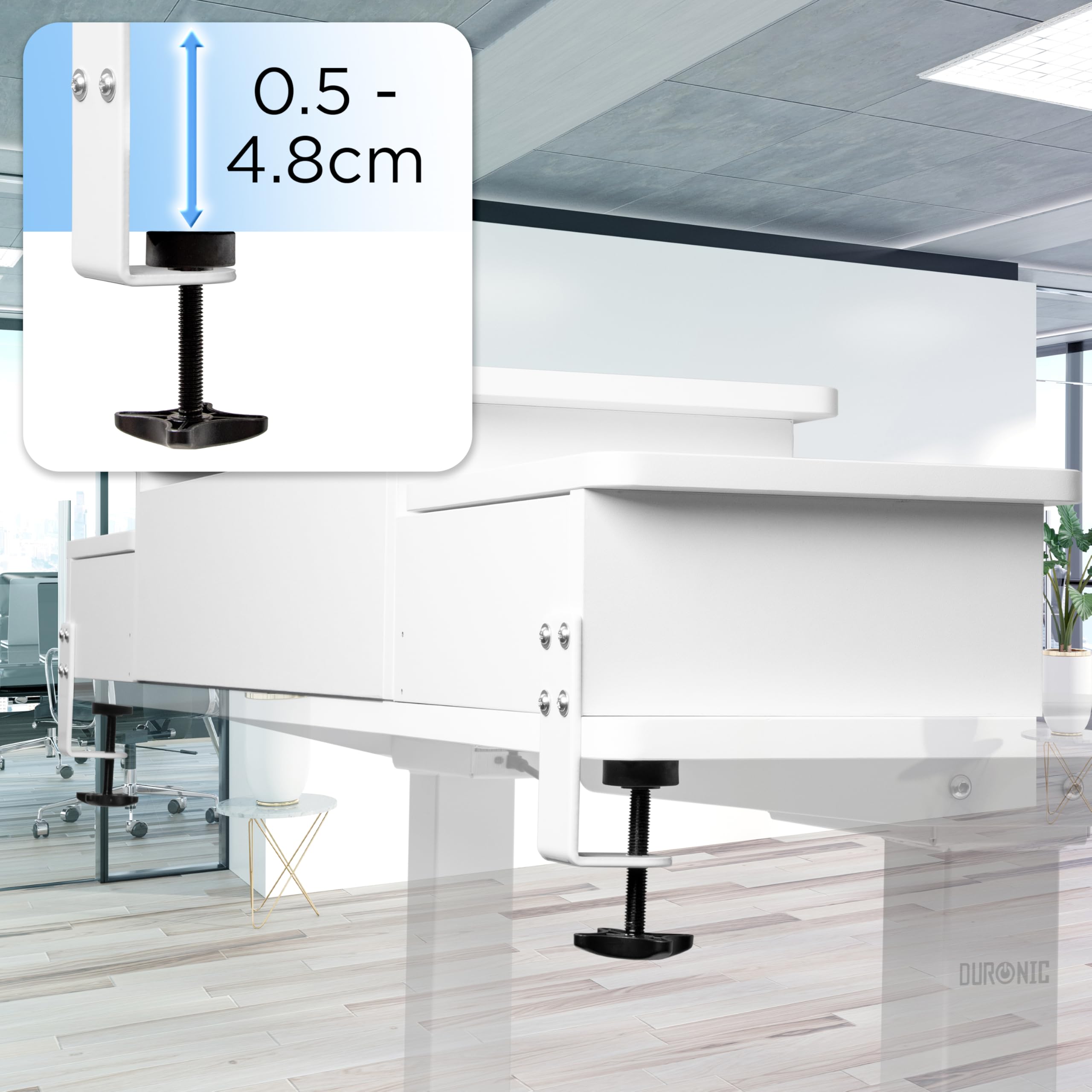 Duronic DD4 WE 120 cm Desk Top Bianco con 3 cassetti |Compatibile con tutti i Desk Top da 120 cm | Accessorio per scrivania | Professionale estetico e organizzato | Superficie per sollevare lo schermo