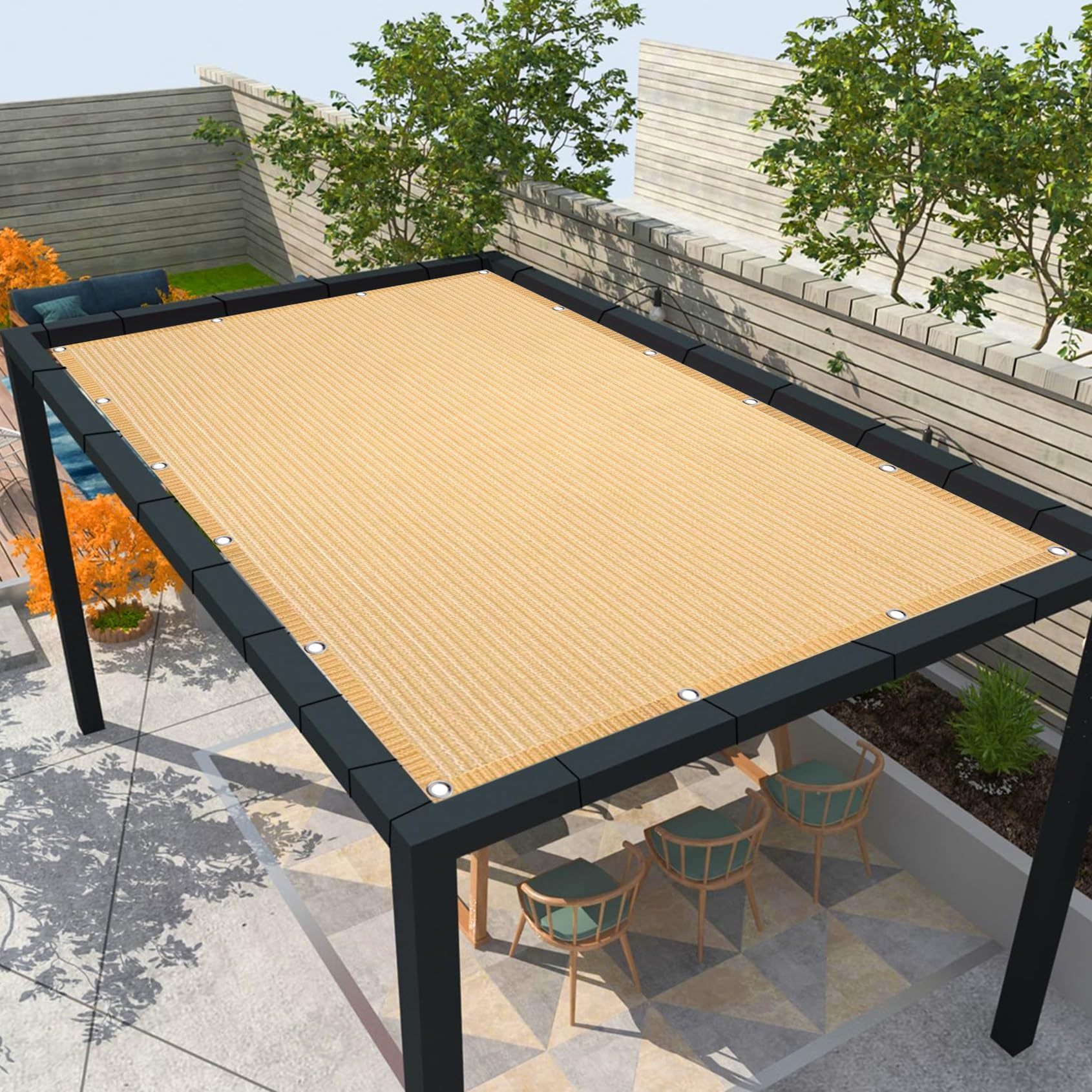 Sonnensegel Sonnenschutz 250 x 500 cm, 98% Uv-Schutz,Atmungsaktiv,Isolierung, Outdoor Sonnenschutznetz, Sonnensegel Shade Sails, für Balkon 