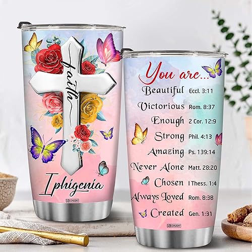 Vista 76 de BECHUSKY Vaso cristiano con versículo bíblico, regalos florales para mujeres, inspirador de fe, niña religiosa, mamá en cumpleaños, Pascua, Navidad