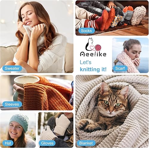 Miniatura 6 de Aeelike Juego de agujas de tejer circulares de acero inoxidable de 47 pulgadas, paquete de 9 agujas de tejer redondas con cable, agujas redondas de