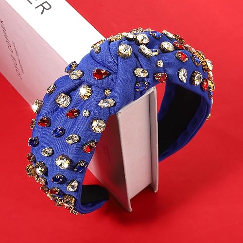 Vista 148 de NVENF Diademas anudadas con diamantes de imitación para mujer, diademas con cuentas de cristal, diadema con nudo superior, diademas de moda
