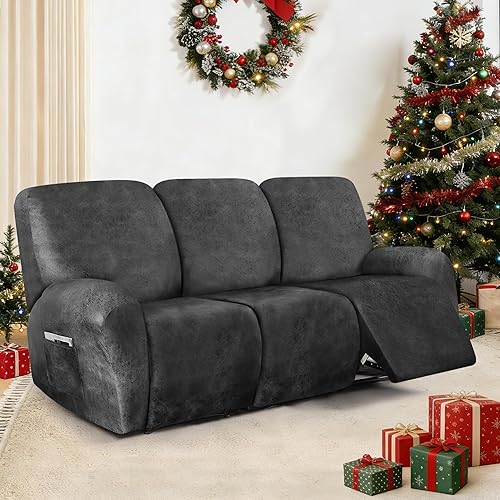 Miniatura 38 de Fundas para sillas reclinables con aspecto de cuero, funda elástica de 4 piezas, funda suave para silla reclinable, protector de muebles lavable