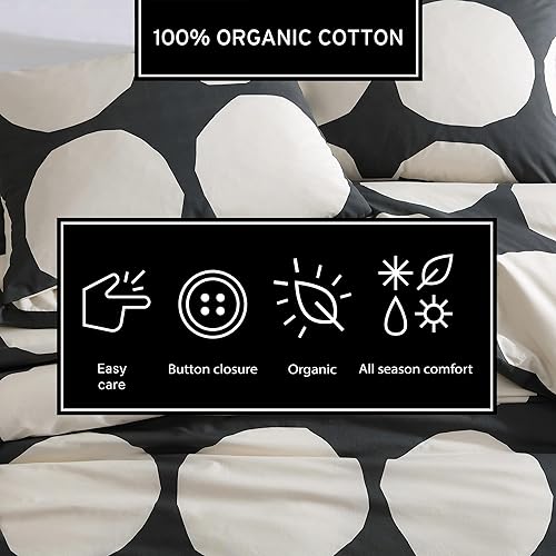 Miniatura 6 de Marimekko - Juego de funda de edredón tamaño Queen, ropa de cama de algodón orgánico con fundas a juego, decoración del hogar atrevida y moderna,
