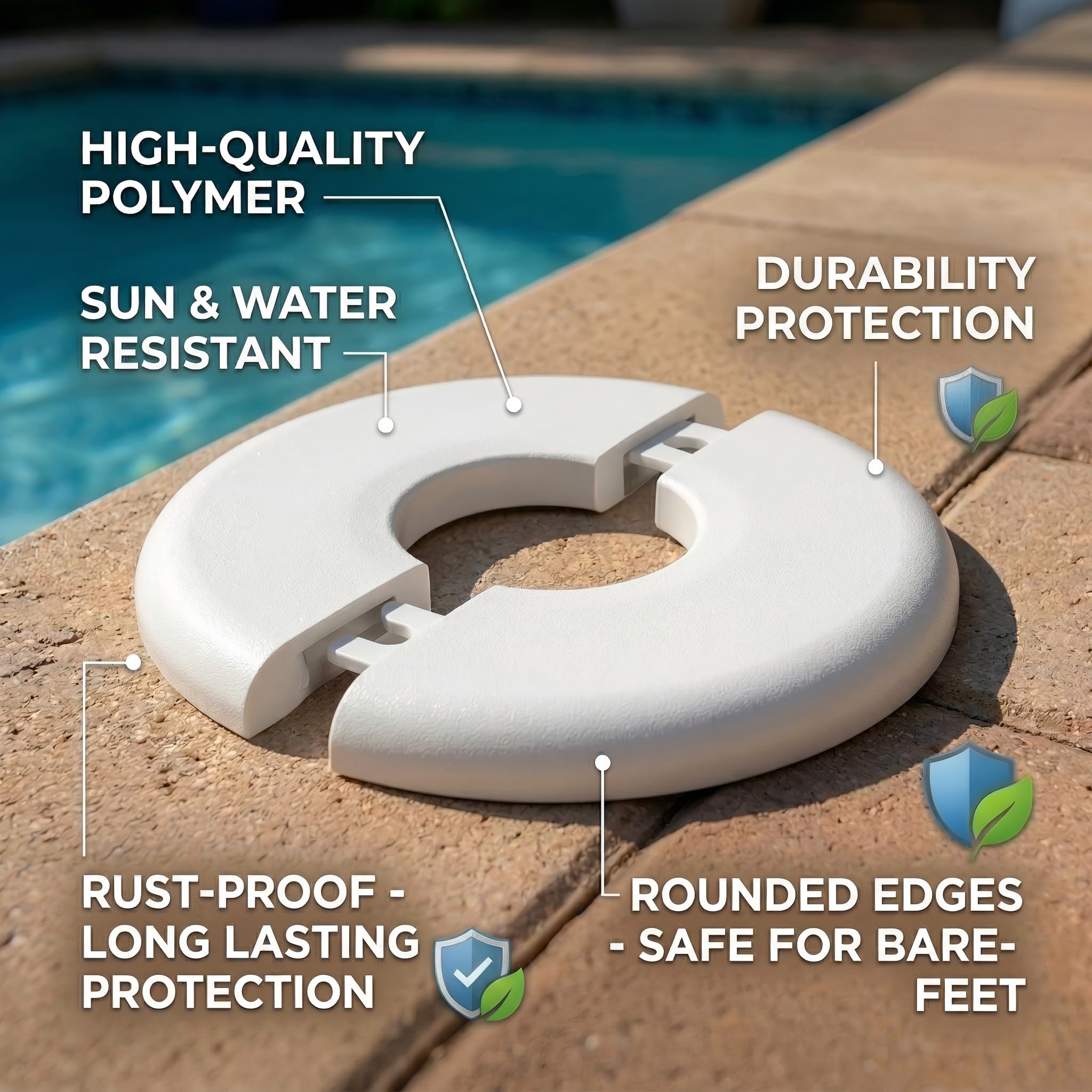 Placas de escudo de escalera de piscina, placas de cubierta y anillos de moldura para tubos de 1.9 pulgadas de diámetro interior, se adapta a pasamanos de piscina y cubiertas para piscinas enterradas