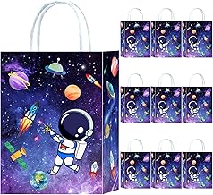 Space Party Bags, Pack of 10 Astronaut Gift Bags, Paper Bags with Handle, Space Birthday Gift Bags, Space Rockets Astronaut Paper Party Favours Bags Party Bag