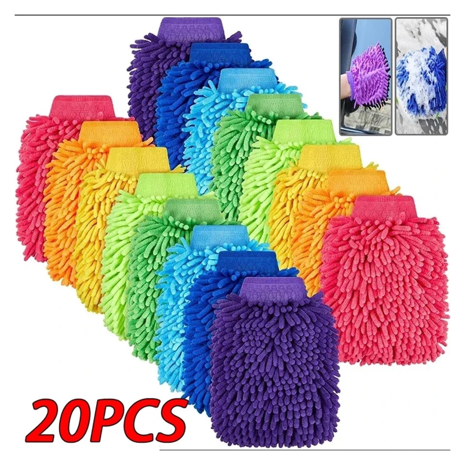 1-20PCS Rękawice do mycia samochodów z mikrofibry Rękawice samochodowe Ultra chłonna gąbka do mycia samochodów Narzędzie do czyszczenia samochodów z mikrofibry Losowe(20PCS random)