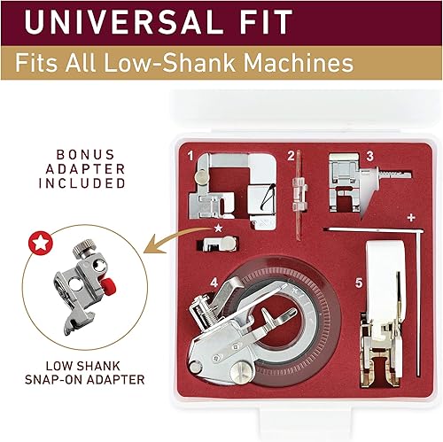 Miniatura 3 de Madam Sew Big 5 accesorios para pies de costura en estuche de lujo con folleto y adaptador a presión de vástago bajo | Incluye pie para caminar, pie