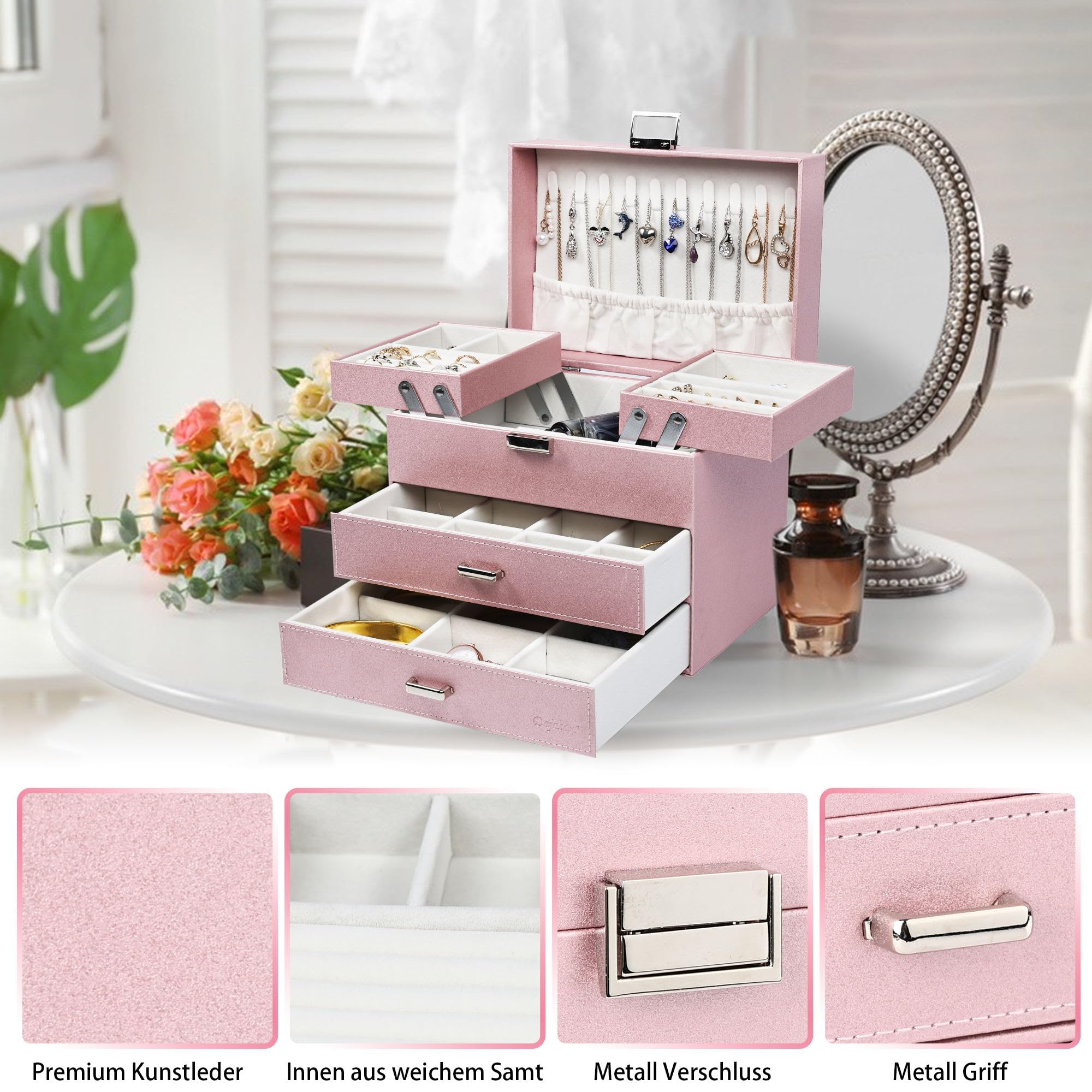 Dajasan Scatola Organizer Per Gioielli, Grande, In Pelle PU