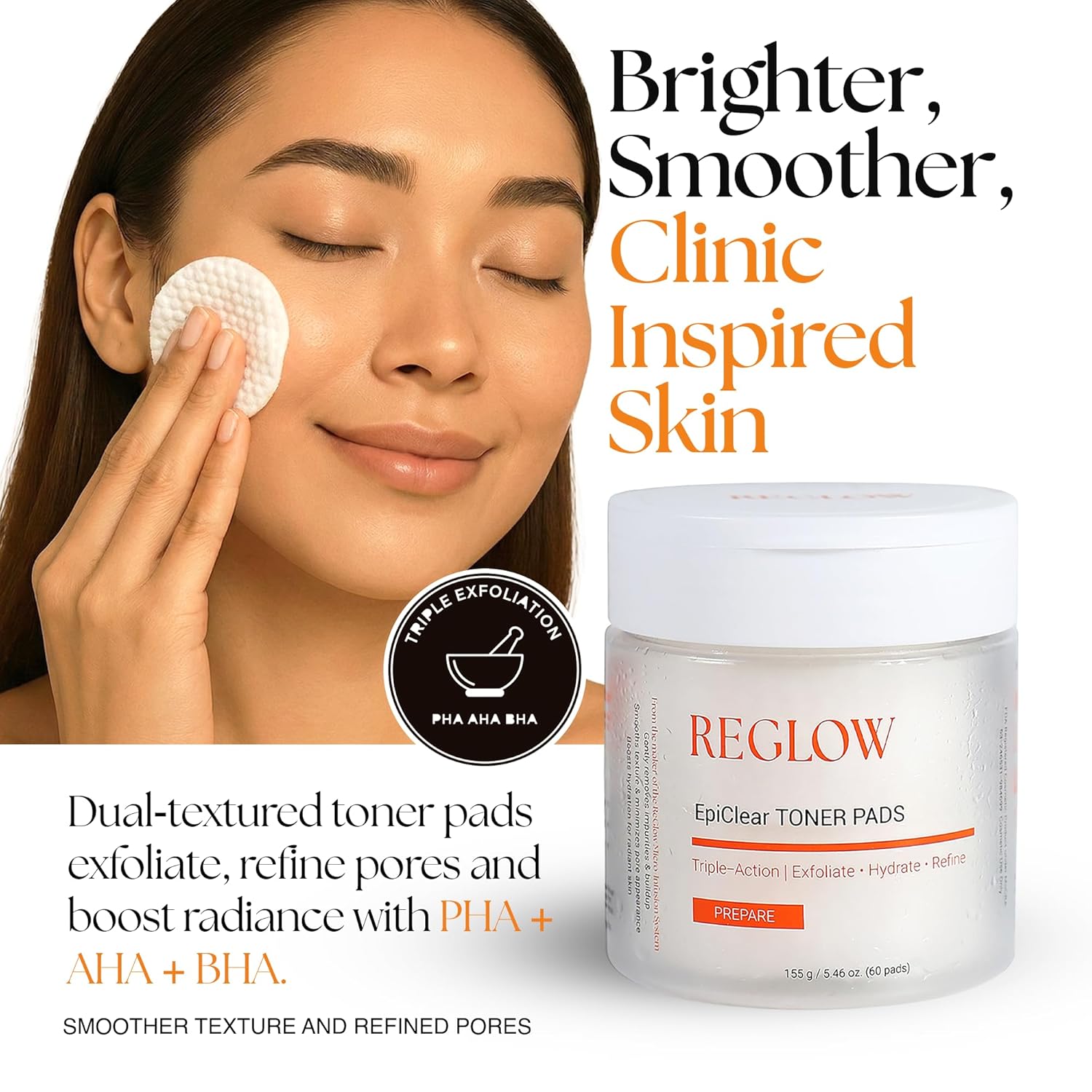 ReGlow EpiClear Toner Pads – Exfoliating Facial Pads with PHA, AHA, BHA & Niacinamide – Pore Refining, Hydrating & Resurfacing Daily Peel – Clinic-Inspired Skincare for Smooth Texture - Image 2