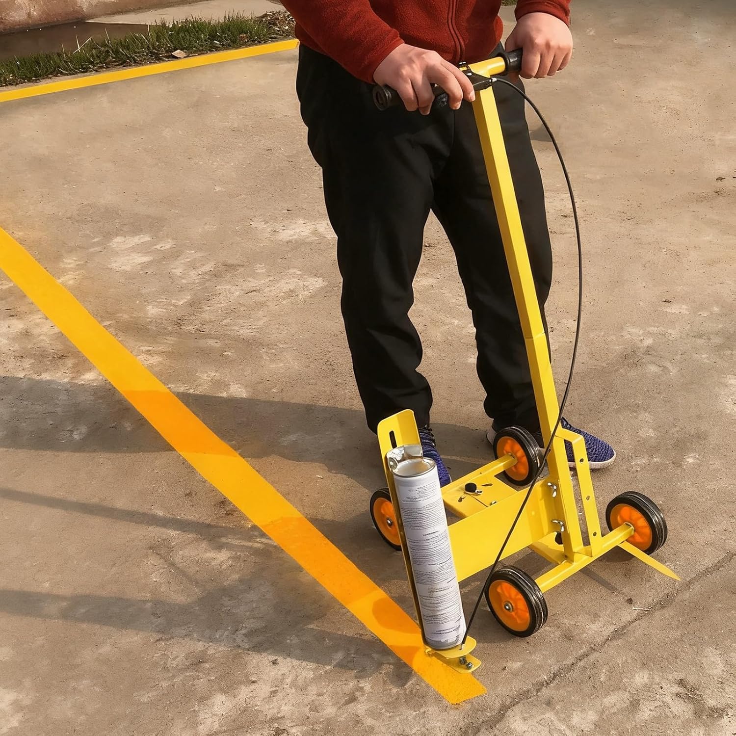 Walk-Behind Parking Lot Striping Machine, Line Painting Machine Draws Straight & Curved Lines, Spray Painting Cart for Road & Floor Marking