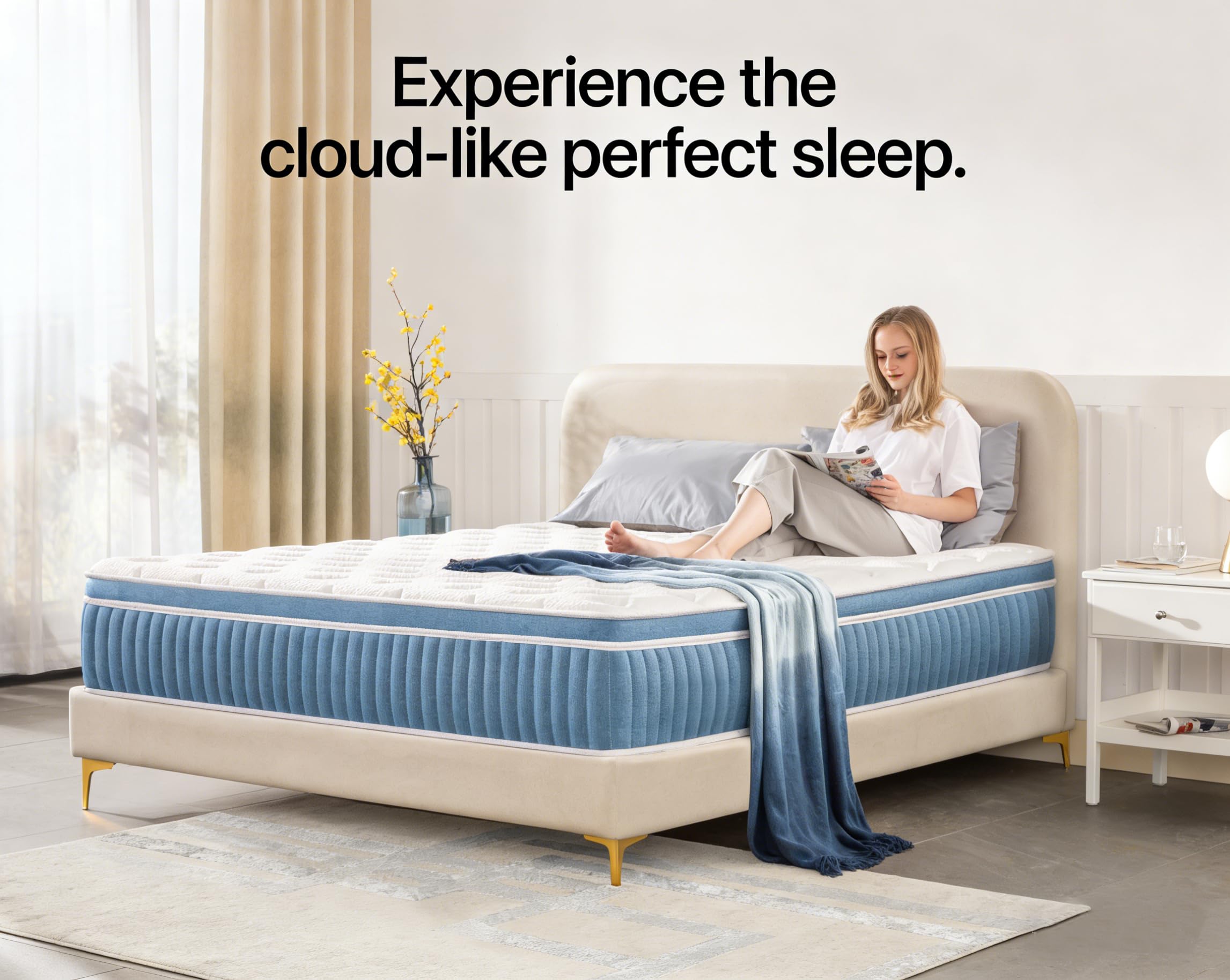Queen Mattress - 12 inch Hybrid Mattress Queen Size in a Box, Memory Foam Mattress with Pocket Springs, Medium Firm, Pressure Relief & Motion Isolation, CertiPUR US Certified, 100 Nights Trial — view 6