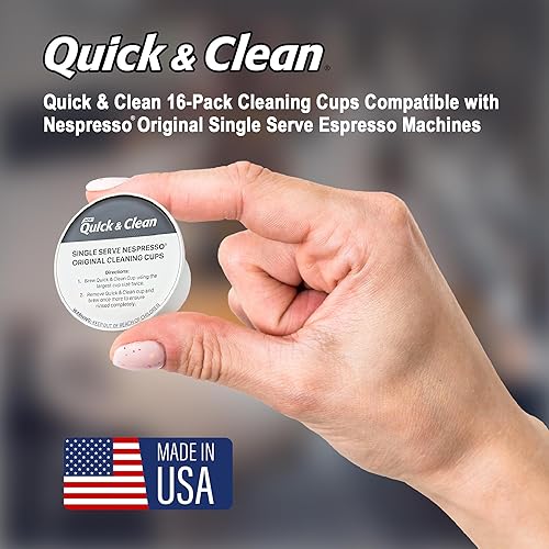 Miniatura 6 de Quick & Clean Paquete de 16 cápsulas de limpieza compatibles con las máquinas de espresso originales Nespresso de una sola porción, elimina manchas,