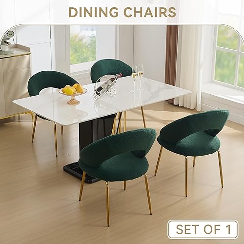 Miniatura 7 de Modern Dining Chairs with Curved Backrest and Metal Legs, Teddy Fabric Upholstered Desk Chair for Kitchen Dining Room Table & Chair Sets, Seating