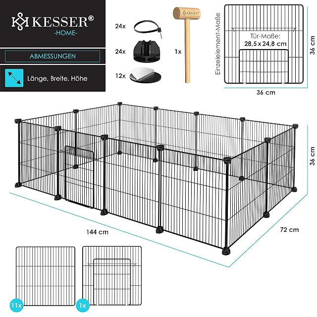 Foto 7 de 8 de KESSER® Recinto Exterior para Conejos de Malla metálica XXL, Incl. Puerta, recinto para Animales pequeños