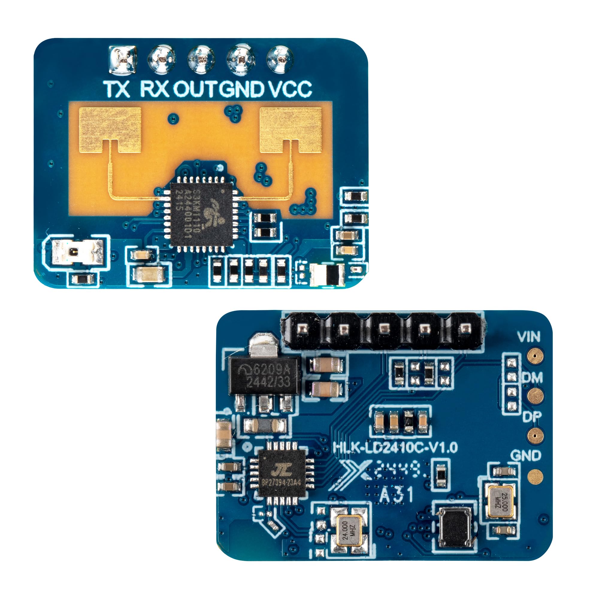 Qoroos 3 PCS LD2410C Sensor Module HLK-LD2410 Human Presence Radar LD2410 Millimeter Wave Radar Sensor Module Non Contact 24GHz ISM Band Serial Port IO Level Output