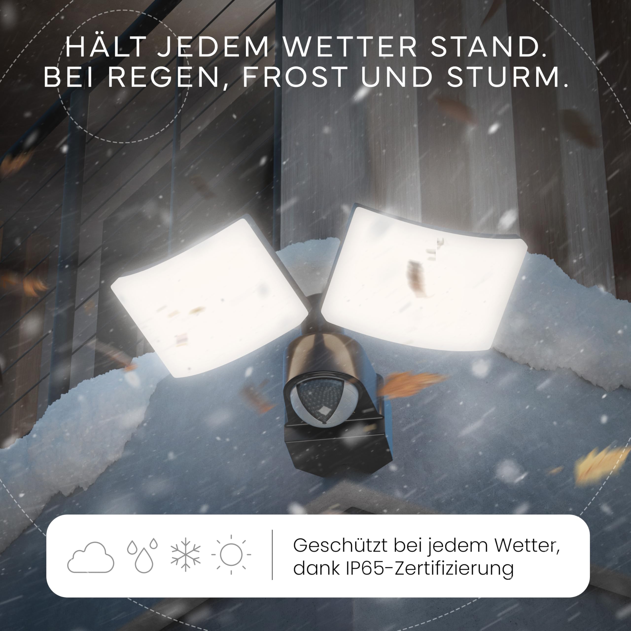 MATO® Doppel LED Strahler mit Bewegungsmelder Außen - 40W Wand Außenleuchte mit Bewegungsmelder - 3000K, IP65, Anthrazit - Aussenlampe mit Bewegungsmelder, Außenstrahler, Wandstrahler, Wandleuchte