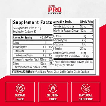 GNC Pro Performance Pre-Workout, Tropical Fruit Punch, 30 Servings