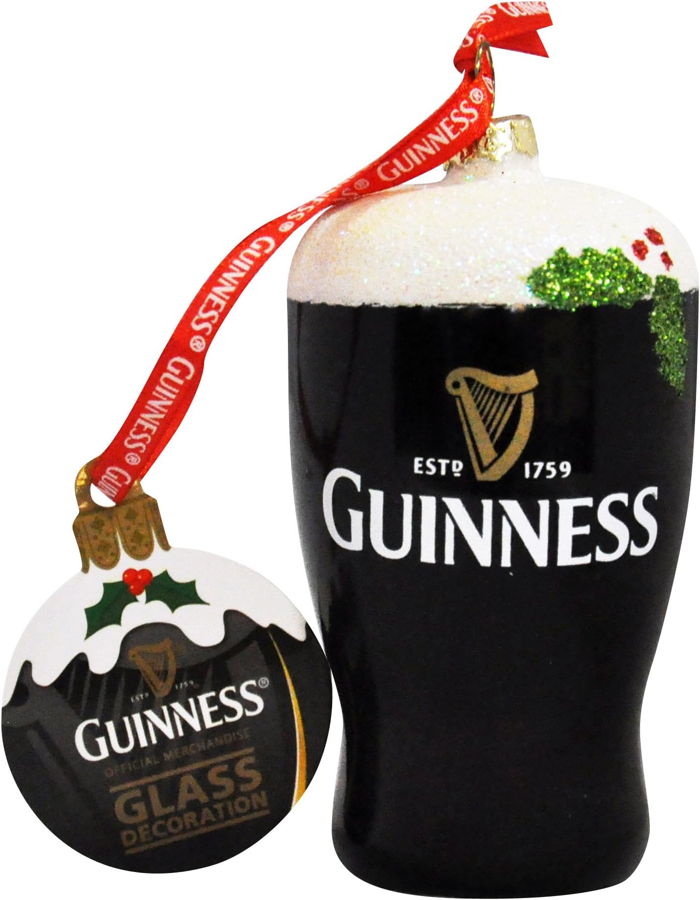 Christmas Decoration - Pint, Glass, Holly