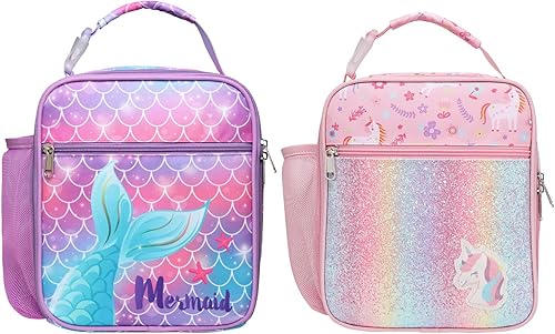 Miniatura 15 de Bolsa de almuerzo Bagseri para niños - Lonchera para niñas aislada, a prueba de fugas y reutilizable con soporte para botella de agua, lonchera para