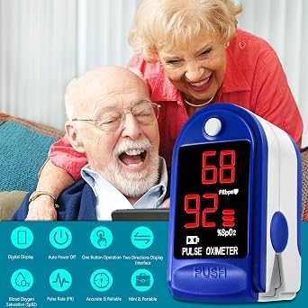 UPGRADE Finger Pulse Oximeter - Oxygen Monitor Finger Adults and Child Heart-Rate - Oximeter with Large Clear LED Display, Portable & Easy to Use for Home and Travel