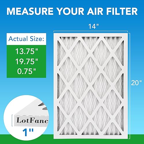 Miniatura 2 de LotFancy Filtro de aire MERV 8 de 14 x 20 x 1 pulgadas (paquete de 4) filtros de aire plisados para calefacción, repuesto para sistemas de aire