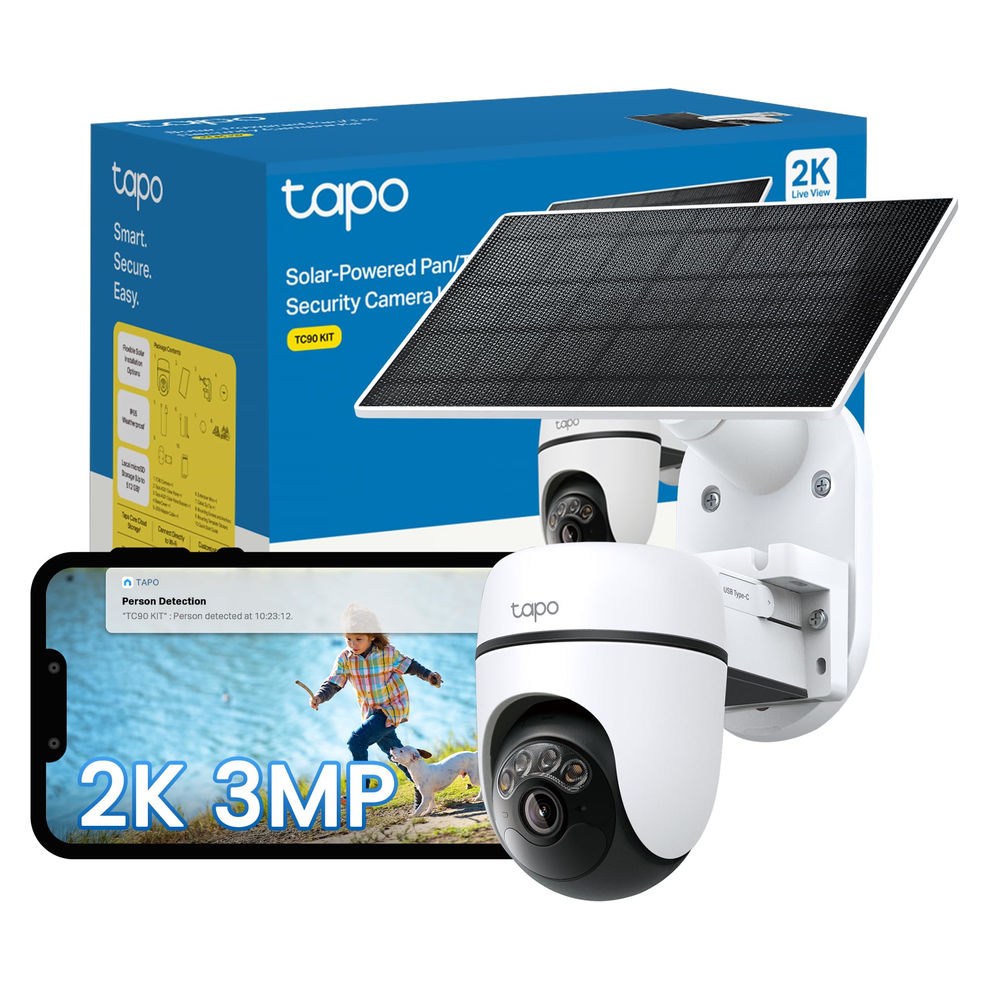 Tapo TC90 KIT 2K 3MP Solar Pan/Tilt Outdoor Security Camera Wireless