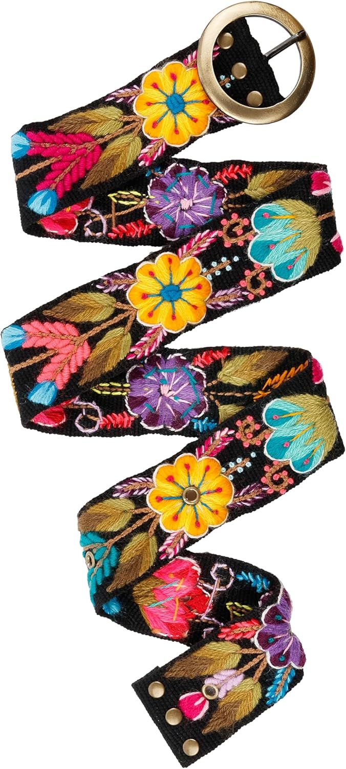 Embroidered Flower Belt for Women - Mexican Style Floral Belt - Image 2