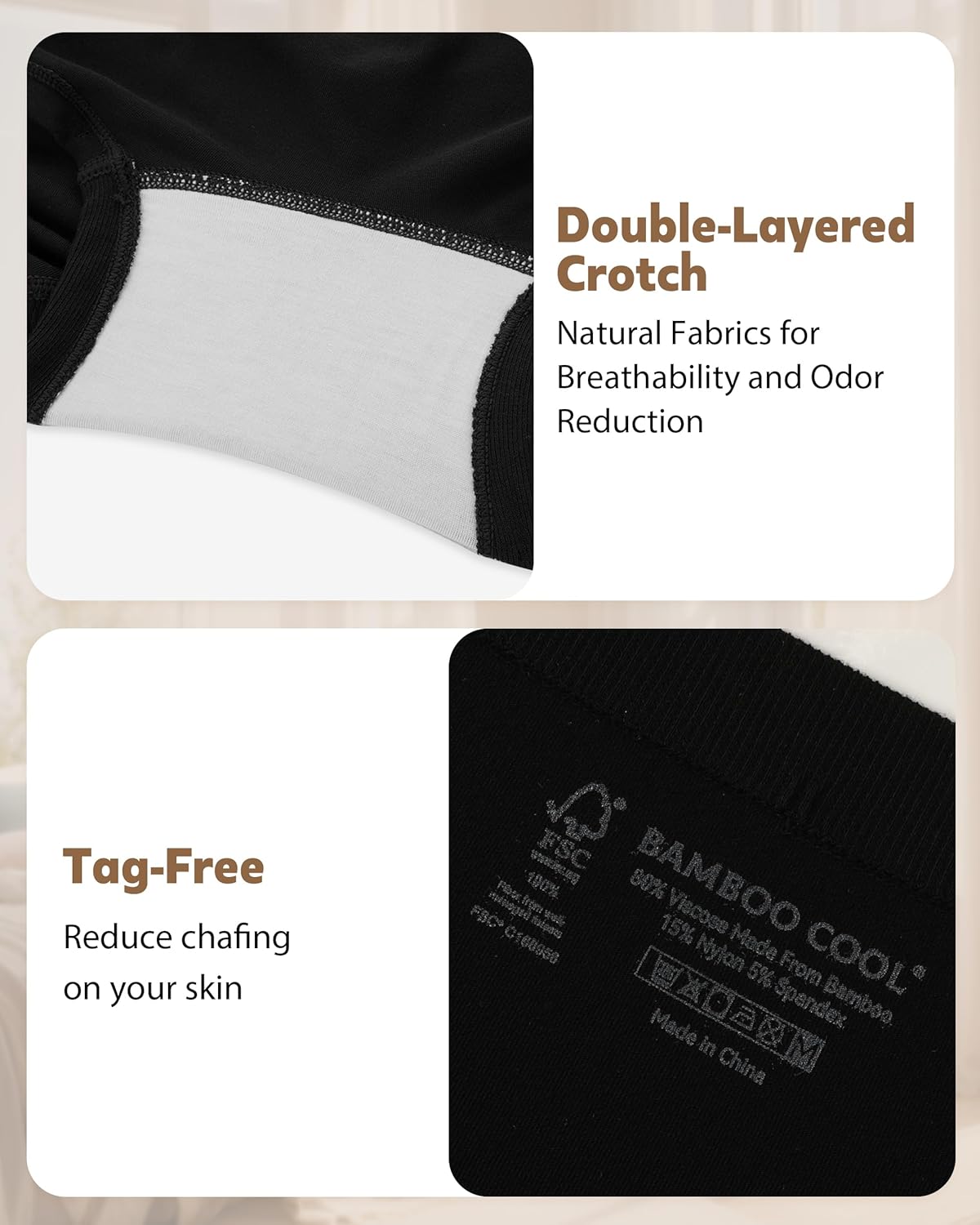 BAMBOO COOL Seamless Boyshort Underwear for Women Mid Waist Stretchy Panties Moisture Wicking Boxer Briefs 5 Pack - Image 5