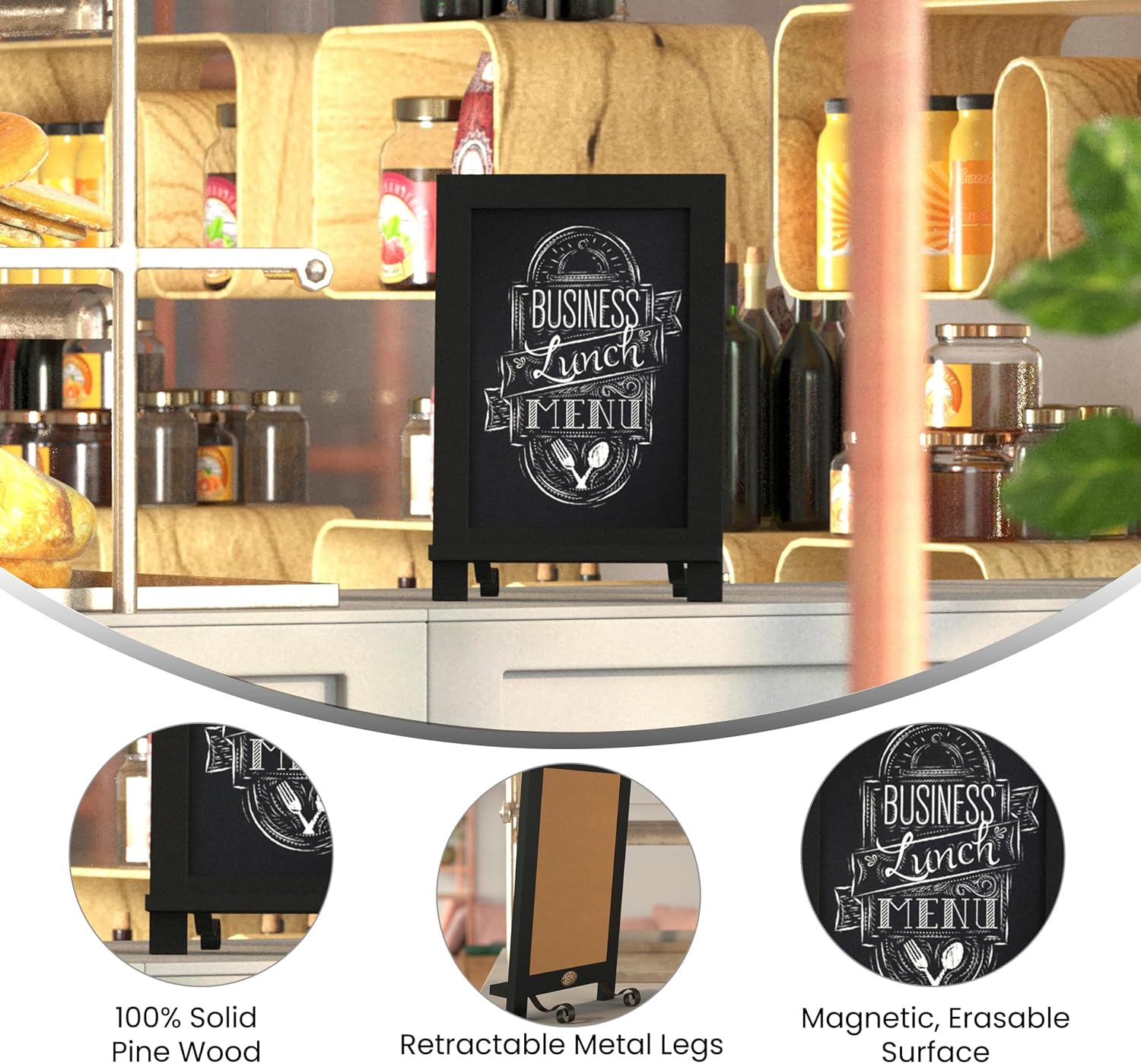EMMA + OLIVER Burke Tabletop Chalkboard - Black Frame - Magnetic Drawing Surface - Folding Legs - Can be Wall Mounted - 9.5"x14" - Easy to Clean - Set of 10