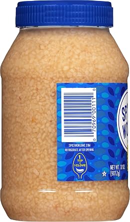 Spice World Minced Garlic Bulk 32 oz Garlic Container Ready-to-Use Seasonings for Cooking, Reduce Prep Work and Easily Add Flavor