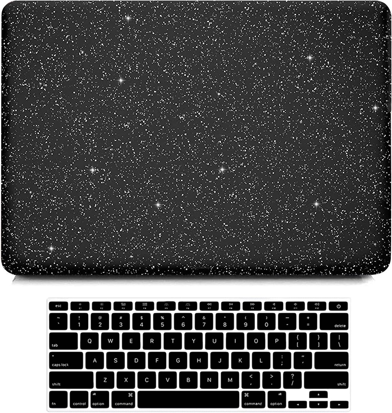 Anban Compatible with MacBook Air 13 inch Case, Glitter Smooth Leather Snap On Protective Laptop Hard Shell Case with Keyboard Cover, Model: A1466 A1369 Older Ver 2010-2017 Release, Black