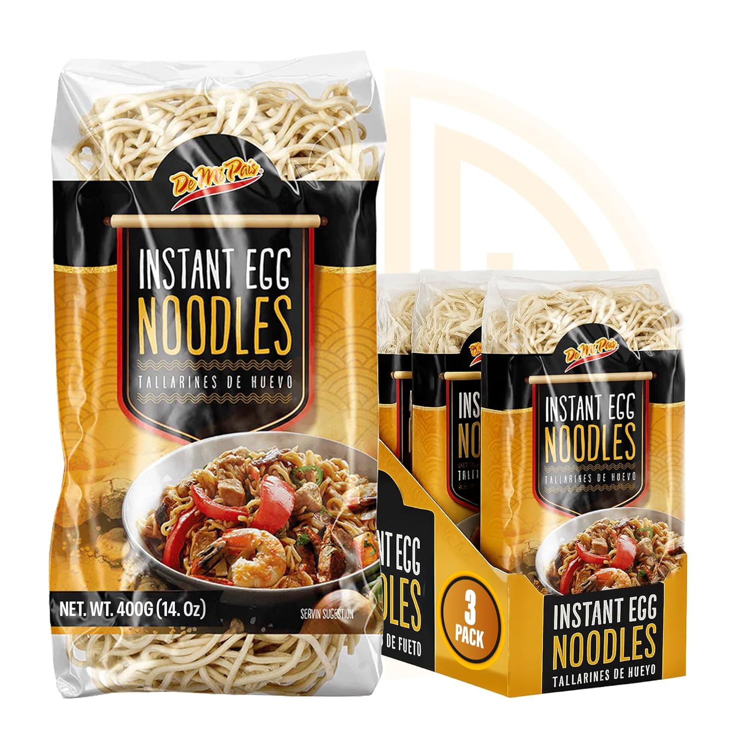 De Mi Pais Egg Noodles – Instant Egg Noodles for Soup, Stir-Fry, Pasta or Ramen Recipes; Traditional Noodles Eggs Crafted in Cambodia Using Traditional Techniques for Rich Flavor – 14 oz | 3-Pack