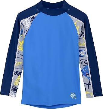 Tuga Boys Long Sleeve Rash Guard 1-14 Years, UPF 50+ Sun Protection Swim Shirt