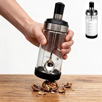Condiment Jar Spice Container with Lids&Spoons,Sauce&Sugar Containers-1pcs