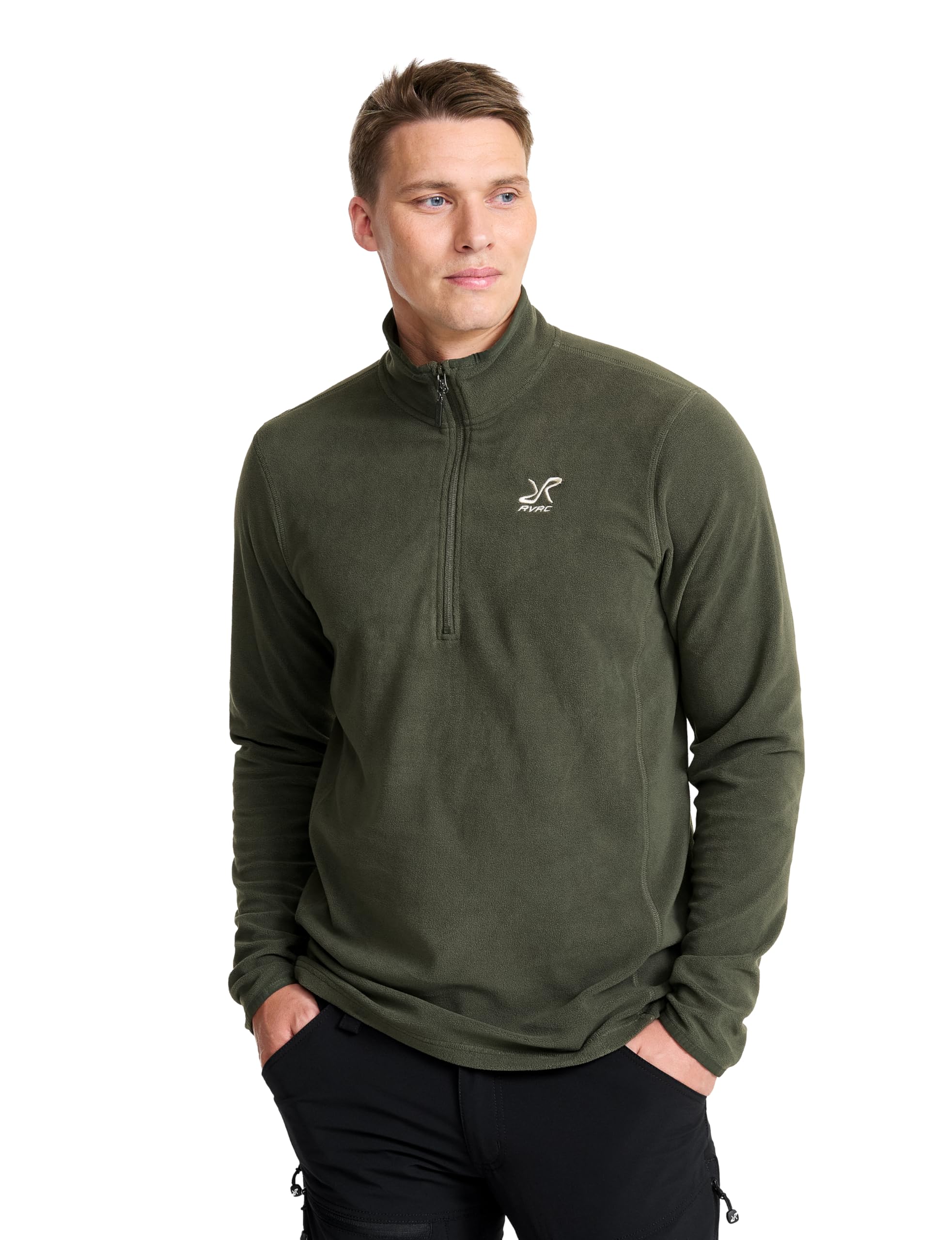 Revolutionrace Men's Kambaba Green Hiker Half-Zip Fleece For Lightweight And Stretchy Half-Zip Fleece, Xxl