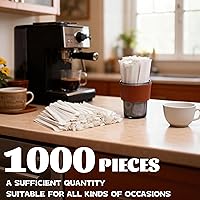 Vista 5 de 1000 agitadores de café envueltos individualmente de madera, palitos de madera desechables de 5.5 pulgadas para café, cóctel y bebidas calientes