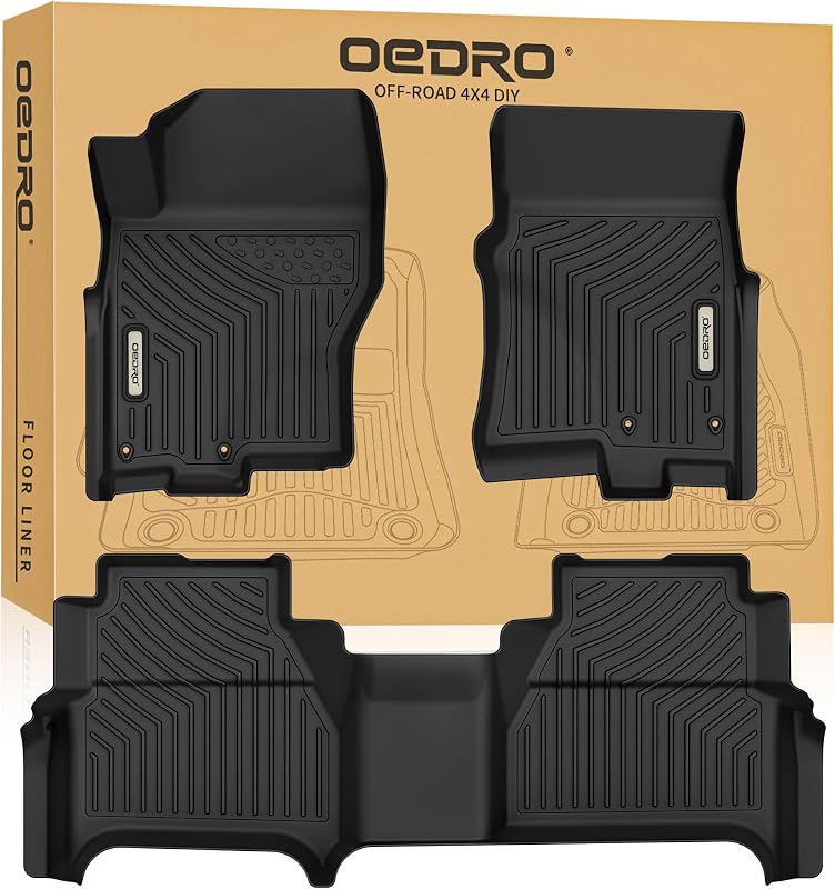 Tapetes Automotivos OEDRO em TPE Preto para Nissan Frontier Crew Cab 2022–2026 com Armazenamento sob o Banco
